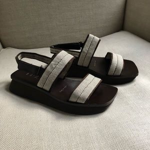 Prada Sandals Platform Brown Hemp Sporty US 6 w Shoebox